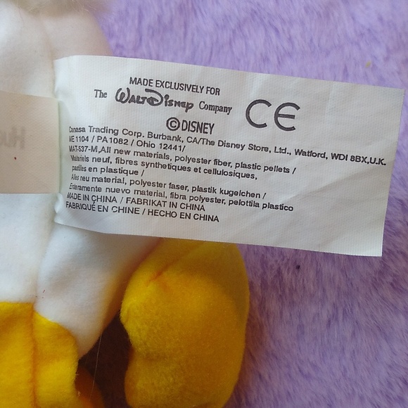 Rare Disney Huey Stuffed Animal Beanie Plush Duck Walt Disney Co Red  H 8 " EUC - Picture 5 of 7